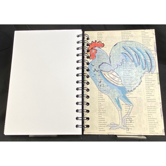 Journal Unique Rooster Lovers Designs Handmade Upcycle Spiral Notebook Barnyard - Picture 4 of 7